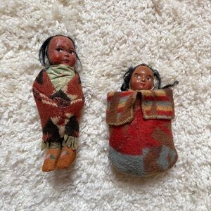 Vintage Indigenous Skookum Dolls. Selling as a pair. Fair Shape.